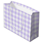 Girly Pastel Lavender Lila Gingham Kariert Große Geschenktüte (Rückseite Schrägansicht)