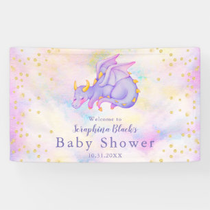 Girly Pastel Lila Dragon Baby Dusche Banner