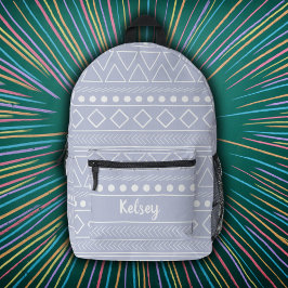 Girly Pastel Lila Mudcloth Monogram Name Bedruckter Rucksack