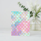 Girly Pastel Ombre Gold Glitzer Mermaid Postkarte (Stehend Vorderseite)