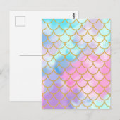 Girly Pastel Ombre Gold Glitzer Mermaid Postkarte (Vorne/Hinten)