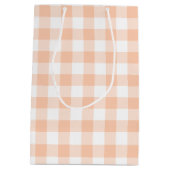 Girly Pastel Peach Gingham Kariert Mittlere Geschenktüte (Rückseite)