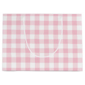 Girly Pastel Pink Gingham Kariert Große Geschenktüte (Vorderseite)