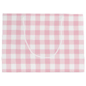 Girly Pastel Pink Gingham Kariert Große Geschenktüte (Rückseite)