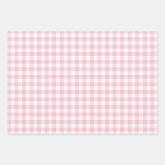 Girly Pastel Pink Gingham Kariert Multi Geschenkpapier Set (Vorderseite)