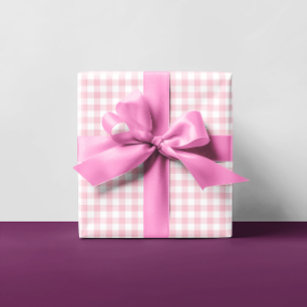 Girly Pastel Pink Gingham Kariert Multi Geschenkpapier Set