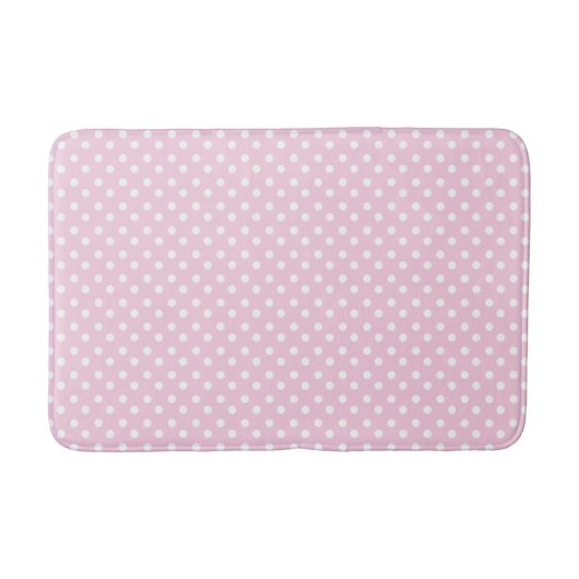 Girly Pastel Pink mit weißen Polka Docks Badematte (Vorderseite)