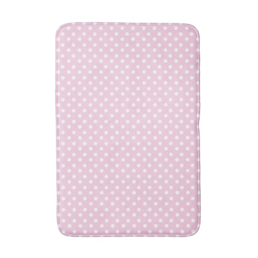 Girly Pastel Pink mit weißen Polka Docks Badematte (Vorderseite Vertikal)