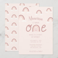 Girly Pastel Pink Rainbow Wolken Erster Geburtstag