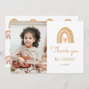 Girly Pastel Rainbow 6. Geburtstag Foto Vielen Dan Einladung