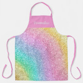Girly Pastel Rainbow Glitzer Pattern Personalisier Schürze (Vorderseite)