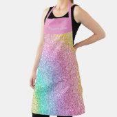 Girly Pastel Rainbow Glitzer Pattern Personalisier Schürze (InSitu)