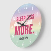 Girly Pastel Rainbow Quote | Name Große Wanduhr (Winkel)