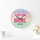 Girly Pastel Rainbow Quote | Name Große Wanduhr (Zuhause)