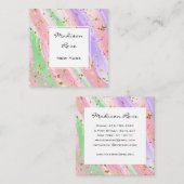 Girly Pastel Rainbow Unicory Candy Pink Lilac Gold Quadratische Visitenkarte (Vorne/Hinten)