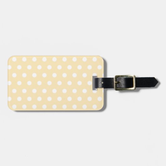 Girly Pastel Yellow Polka Dot Gepäckanhänger (Vorderseite horizontal)