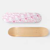 Girly Pastell ist rosa Text-Herz-Muster Skateboard (Horizontal)