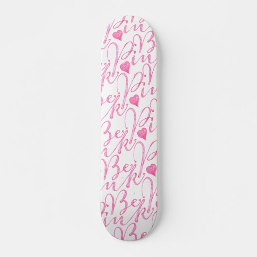 Girly Pastell ist rosa Text-Herz-Muster Skateboard (Vorne)