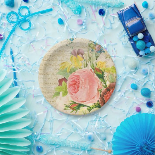 Girly Pastellblumenmuster Pappteller (Party)