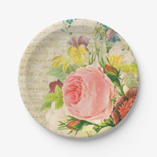 Girly Pastellblumenmuster Pappteller
