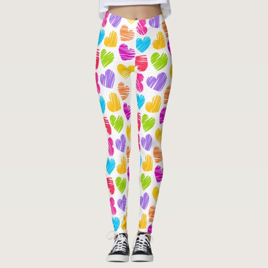 Girly pastellfarbene Liebe Herz Muster Zugsack Leggings (Vorderseite)