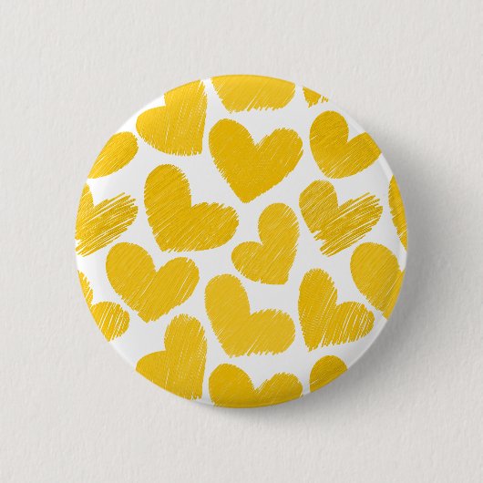 Girly pastellgelbe Liebe Herz Muster Button (Vorderseite)