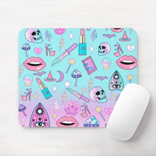 Girly Pastellhexe Goth Muster Mousepad (Mit Mouse)