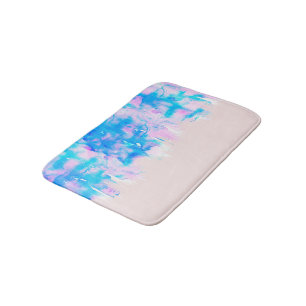 Girly Pastellrosaund Blauwatercolor-Farben-Tropfen Badematte