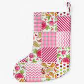 Girly Patchwork-inspirierter WeihnachtsStrumpf Kleiner Weihnachtsstrumpf (Rückseite)