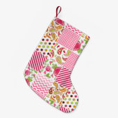 Girly Patchwork-inspirierter WeihnachtsStrumpf Kleiner Weihnachtsstrumpf (Vorderansicht (hängend))