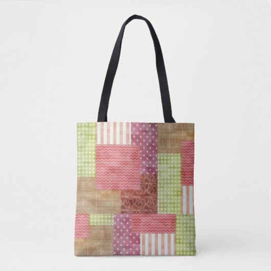 Girly Patchwork-Land-Art-Steppdecken-Block-Muster Tasche (Vorderseite)