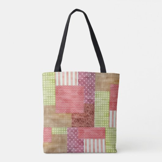 Girly Patchwork-Land-Art-Steppdecken-Block-Muster Tasche (Rückseite)