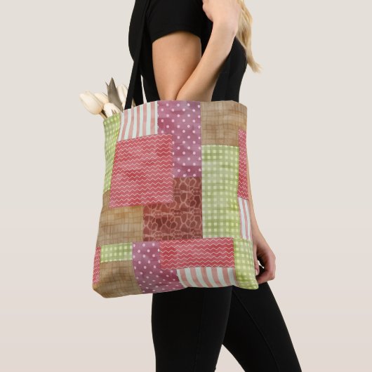 Girly Patchwork-Land-Art-Steppdecken-Block-Muster Tasche (Von Nahem)