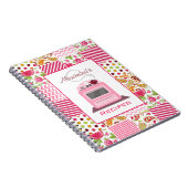 Girly Patchwork u. Retro Ofen-Rezept-Notizbuch Notizblock (Rechte Seite)