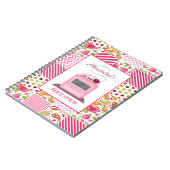 Girly Patchwork u. Retro Ofen-Rezept-Notizbuch Notizblock (Linke Seite)