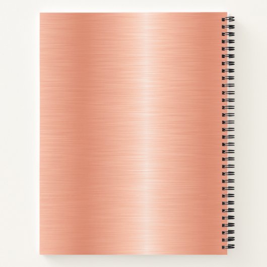 Girly Peach Brushed Metal Script Name Mit Monogram Notizblock (Rückseite)