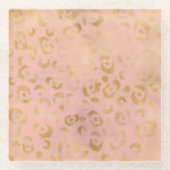 Girly Peach Gold Leopard Glasuntersetzer (Vorderseite)