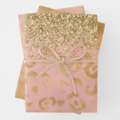 Girly Peach Gold Leopard Glitzer Geschenkpapier Set (Beispiel)