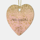 Girly Peach Gold Leopard Glitzer Keramik Ornament (Links)
