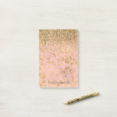 Girly Peach Gold Leopard Glitzer Post-it Klebezettel (Auf Schreibtisch)