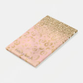 Girly Peach Gold Leopard Glitzer Post-it Klebezettel (angewinkelt)