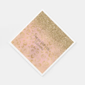 Girly Peach Gold Leopard Glitzer Serviette (Ecke)
