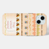Girly Peach Karos Gold Akzente Herzbibelbibel Case-Mate iPhone Hülle (Rückseite (Horizontal))