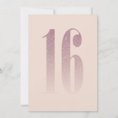 Girly Peach Pink Imitats Glitzer Ombre 16 . Geburt Einladung (Rückseite)