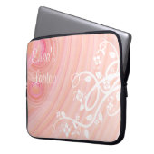 Girly Peach Spirals Filigree Blume Template Laptopschutzhülle (Vorderseite Links)