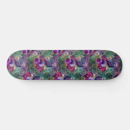 Girly Peacock Pink Lila Fantasy Skateboard (Horizontal)