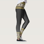 Girly Pearls Moderne Gold Black Stripes Stilvoll Leggings (Rechts)
