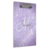 Girly Periwinkle Blue Glitzer Blush Monogram Name Klemmbrett (Rechts)