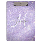 Girly Periwinkle Blue Glitzer Blush Monogram Name Klemmbrett (Vorderseite)