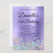 Girly Periwinkle Foil Holo Glitzer Extravagant Mon Einladung (Vorderseite)
